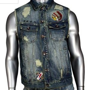 Vintage denim men vest